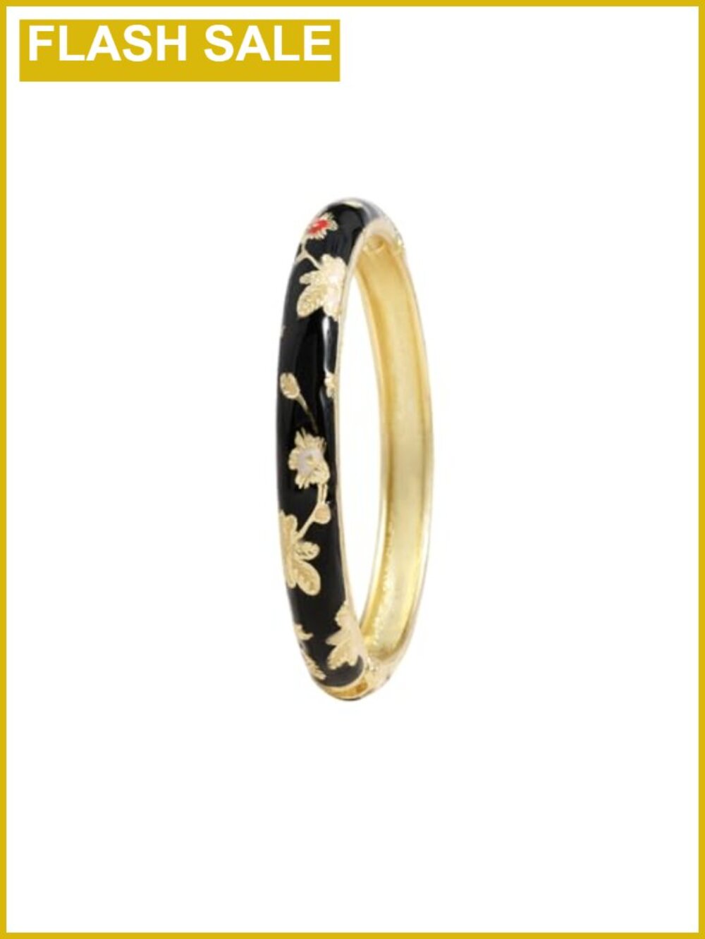 Gold Plated Alloy Chinoiserie Cloisonne Flower Bangle Bracelet Summer Gift